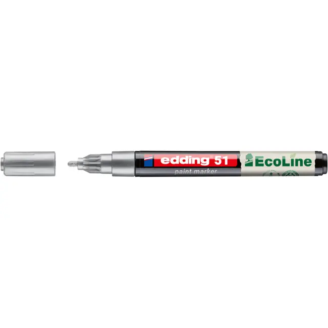 Marker cu vopsea pe baza de apa edding Ecoline 51, corp din plastic reciclat, varf rotund, 1-2 mm, argintiu BPTCED051054