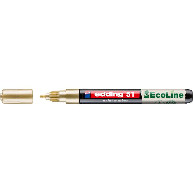 Marker cu vopsea pe baza de apa edding Ecoline 51, corp din plastic reciclat, varf rotund, 1-2 mm, auriu BPTCED051053