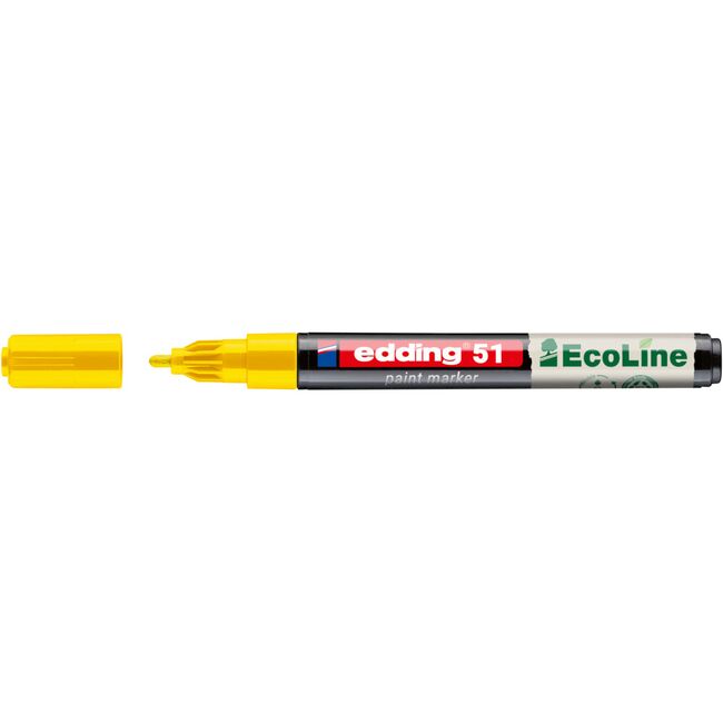 Marker cu vopsea pe baza de apa edding Ecoline 51, corp din plastic reciclat, varf rotund, 1-2 mm, galben BPTCED051005