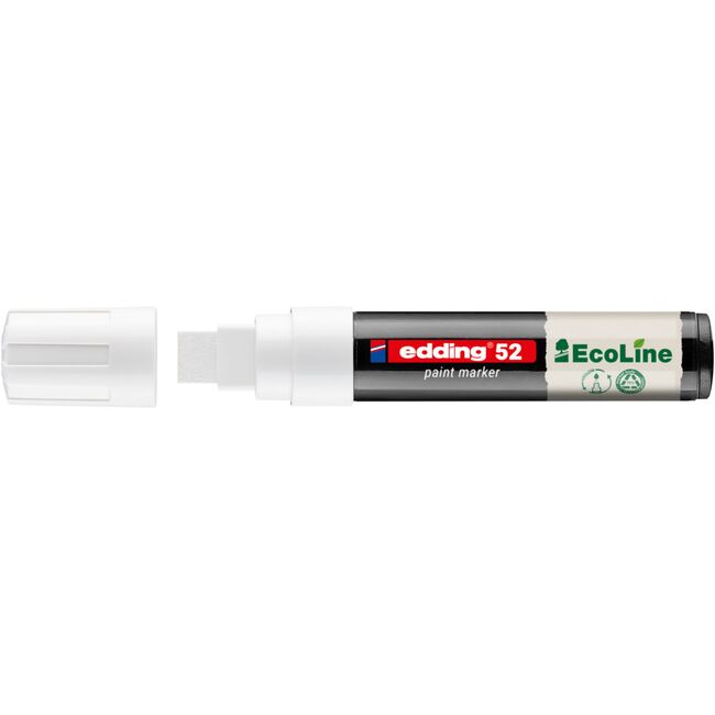 Marker cu vopsea pe baza de apa edding Ecoline 52, corp din plastic reciclat, varf tesit, 4-15 mm, alb BPTCED052049