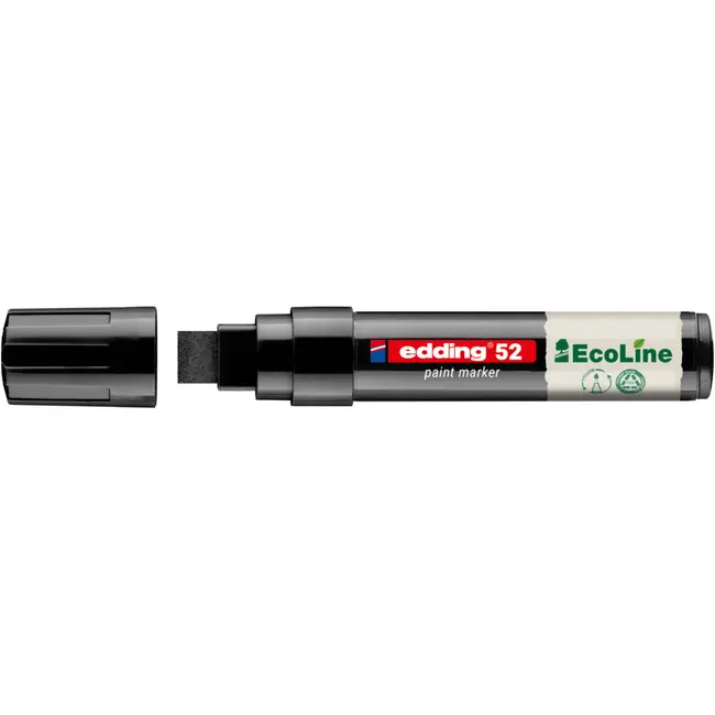 Marker cu vopsea pe baza de apa edding Ecoline 52, corp din plastic reciclat, varf tesit, 4-15 mm, negru BPTCED052001