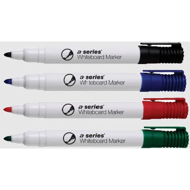 Marker pentru tabla A-series,  corp plastic, varf 2 mm, 4 culori/set BPTCAY008874