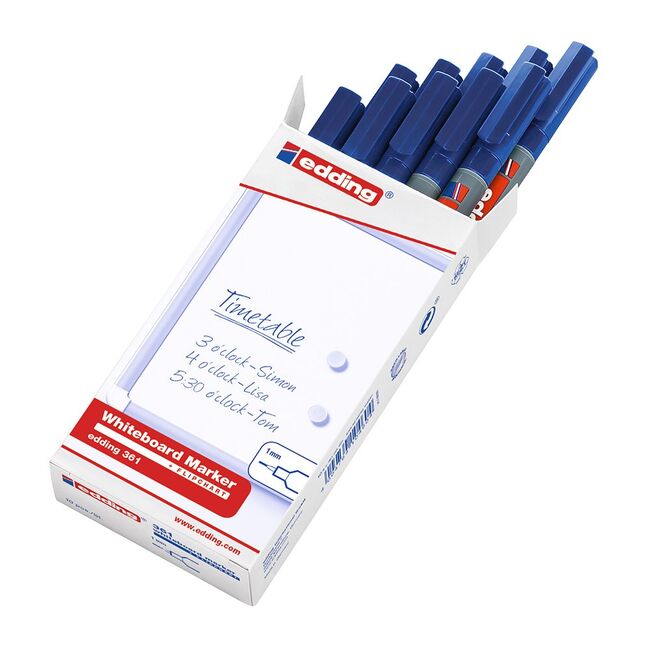 Marker pentru tabla Edding 361, corp plastic, varf 1 mm, albastru BPTCED361003