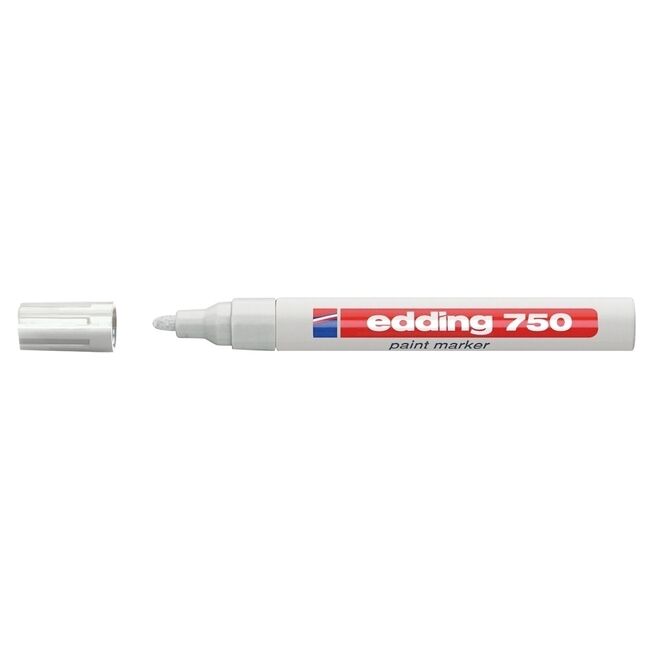 Marker permanent Edding 750 , cu vopsea, corp metalic, varf rotund, 2-2-4 mm, alb BPTCED7500