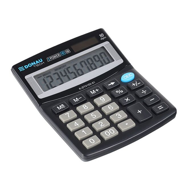 Calculator de birou Donau Tech, 122 x 100 x 32 mm, 10 digiti, negru BPTCDN410201