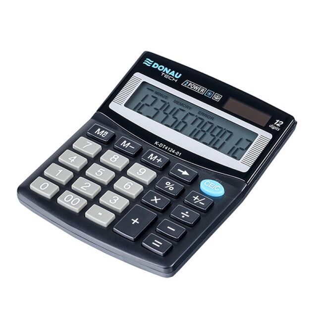Calculator de birou Donau Tech, 122 x 100 x 32 mm, 12 digiti, negru BPTCDN412401