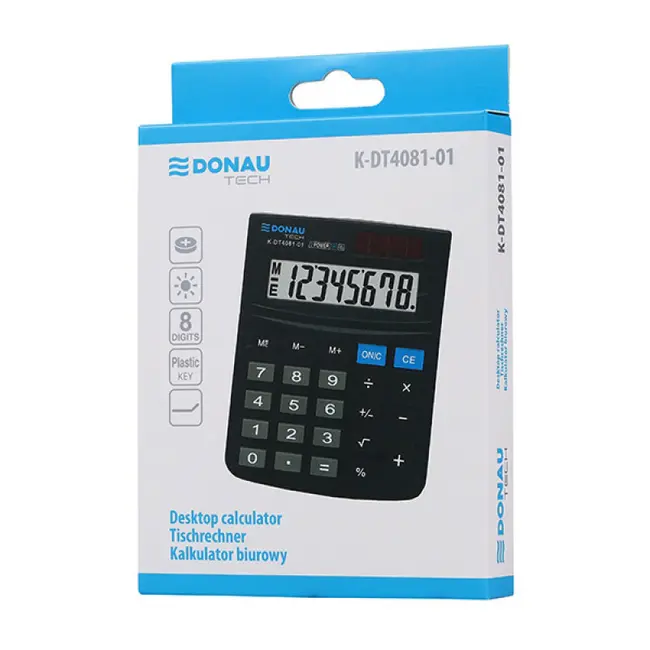 Calculator de birou Donau Tech, 130 x 104 x 19 mm, 8 digiti, negru BPTCDN408101