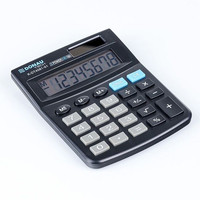 Calculator de birou Donau Tech, 130 x 104 x 19 mm, 8 digiti, negru BPTCDN408101