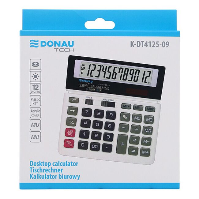 Calculator de birou Donau Tech, 155 x 152 x 28 mm, 12 digiti, alb BPTCDN412509