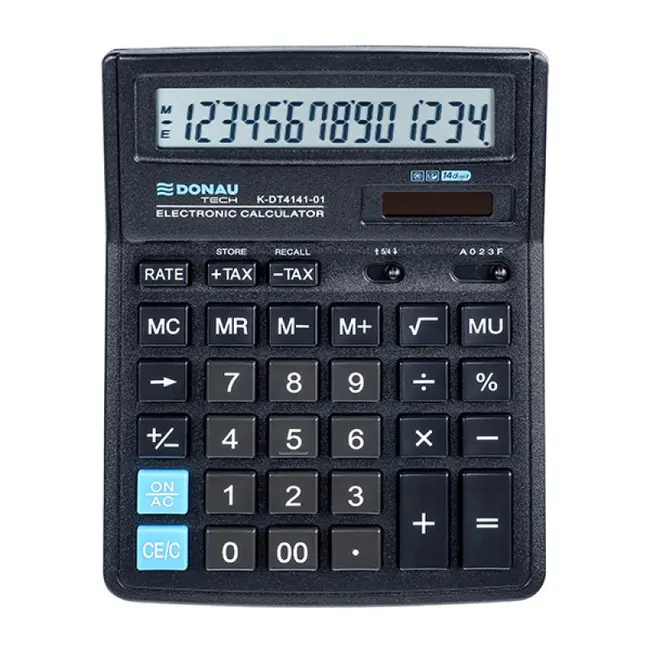 Calculator de birou Donau Tech, 190 x 143 x 40 mm, 14 digiti, negru BPTCDN414101