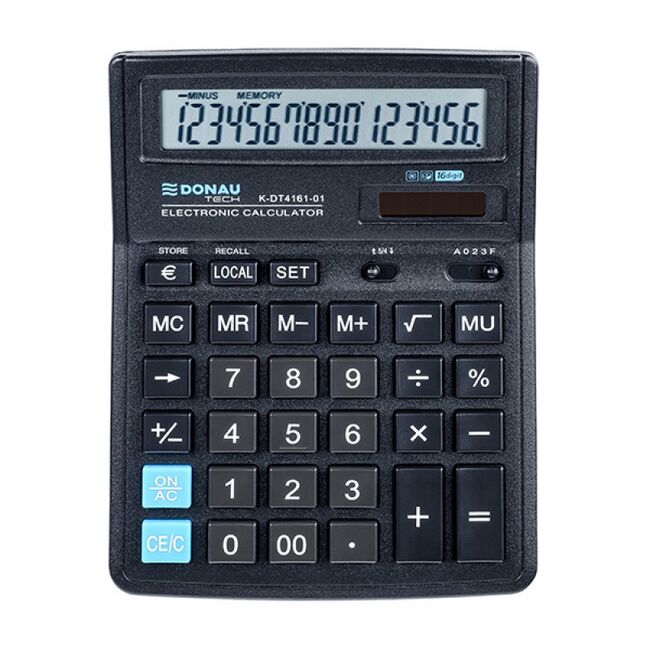 Calculator de birou Donau Tech, 190 x 143 x 40 mm, 16 digiti, negru BPTCDN416101