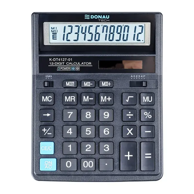 Calculator de birou Donau Tech, 203 x 158 x 31 mm, 12 digiti, negru BPTCDN412701