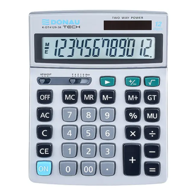 Calculator de birou Donau Tech, 210 x 154 x 37 mm, 12 digiti, argintiu BPTCDN412938