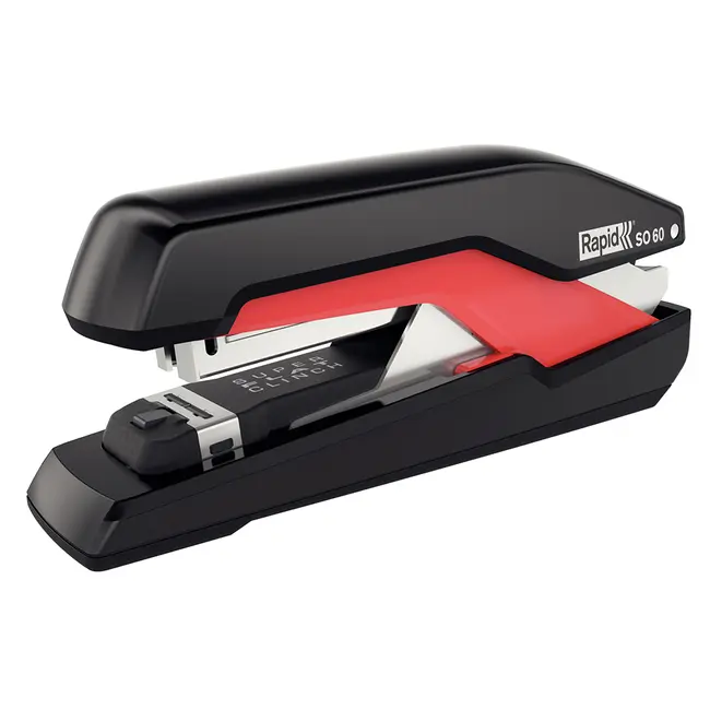 Capsator plastic Rapid Supreme Omnipress SO60 Full Strip, 60 coli, capsare plata, cutie, rosu-negru BPTCSL500553