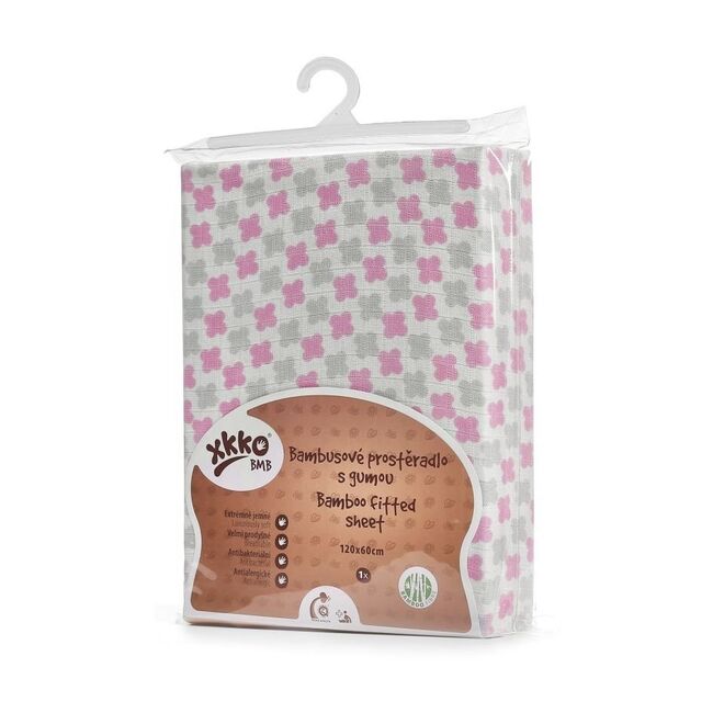 Cearceaf cu elastic din bambus 60x120 cm Pink Cross XKKO BBKXKK_BMBSH6006