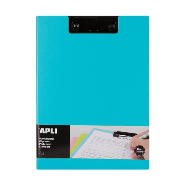 Clipboard Apli A4 PP cu clapa albastru deschis, clip metalic, rezistent BPTCAL017206
