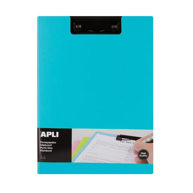 Clipboard Apli A4 PP cu clapa albastru deschis, clip metalic, rezistent BPTCAL017206