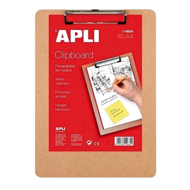 Clipboard simplu APLI, A4, lemn BPTCAL014684