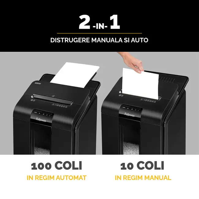 Distrugator automat Fellowes Automax 100M, 100 coli, mini cut BPTCFW629201