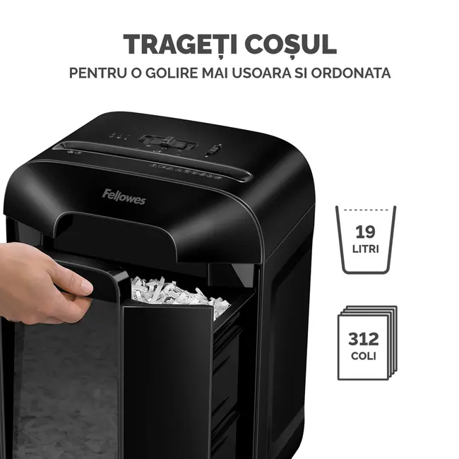 Distrugator documente Fellowes LX85, cross cut, 12 coli, negru BPTCFW400801