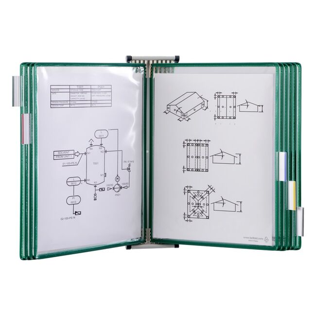 Kit complet Tarifold, din otel, pentru perete, A4, 10 display-uri, verde BPTCTA414105