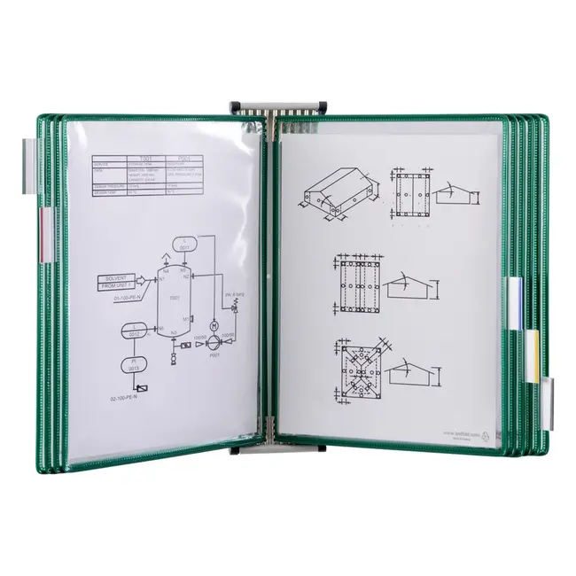 Kit complet Tarifold, din otel, pentru perete, A4, 10 display-uri, verde BPTCTA414105