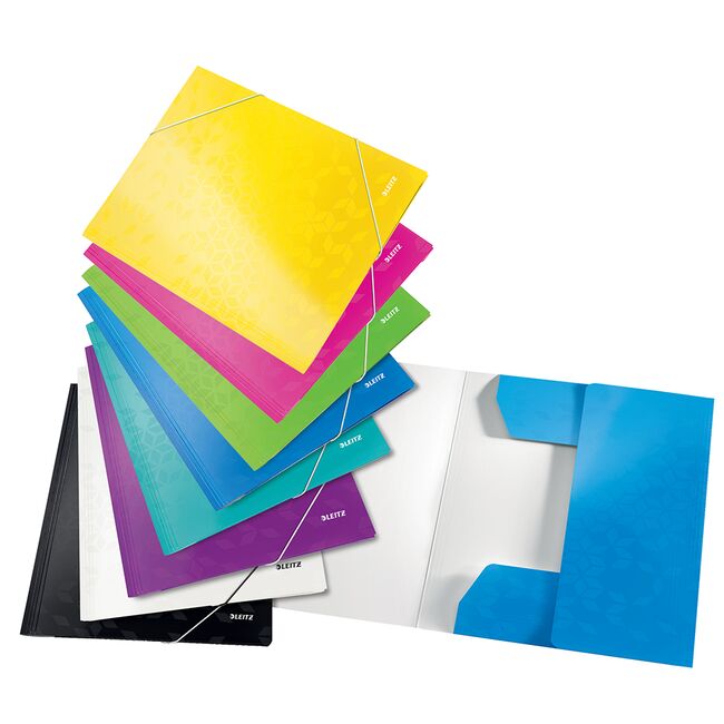 Mapa cu elastic Leitz WOW, carton laminat, A4, 250 coli, negru BPTCSL820095