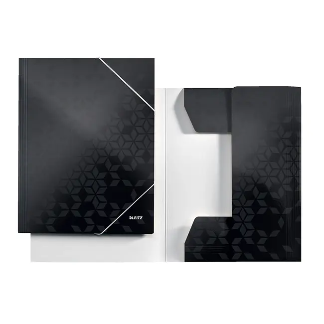Mapa cu elastic Leitz WOW, carton laminat, A4, 250 coli, negru BPTCSL820095