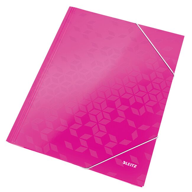 Mapa cu elastic Leitz WOW, carton laminat, A4, 250 coli, roz BPTCSL820023