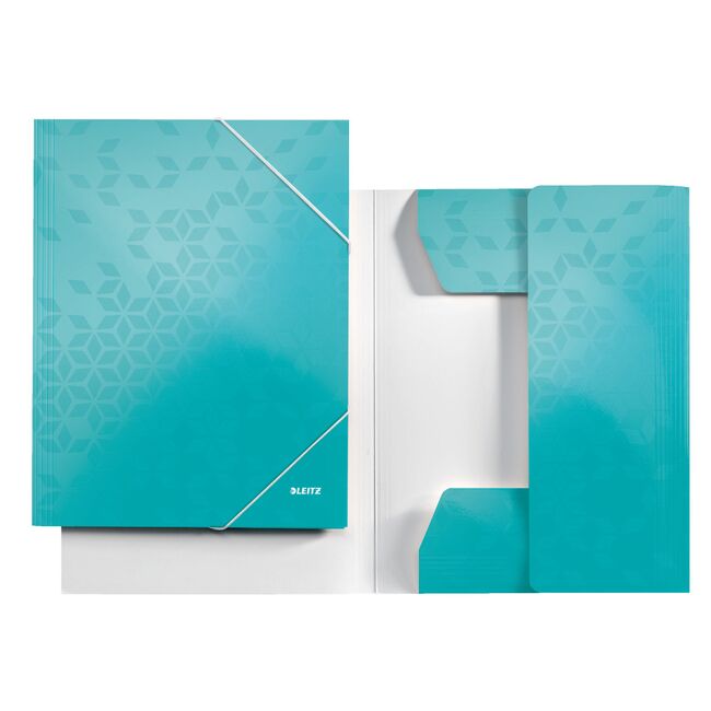 Mapa cu elastic Leitz WOW, carton laminat, A4, 250 coli, turcoaz BPTCSL820051