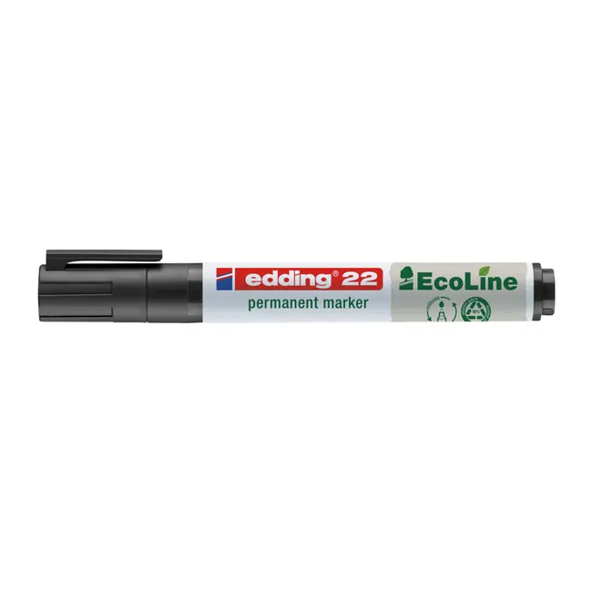Marker Edding 22 Ecoline, permanent, corp plastic, varf tesit, 1-5 mm, negru BPTCED000313
