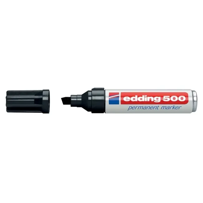 Marker permanent Edding 500, negru, corp aluminiu, varf retezat, 2-7 mm, negru BPTCED5001