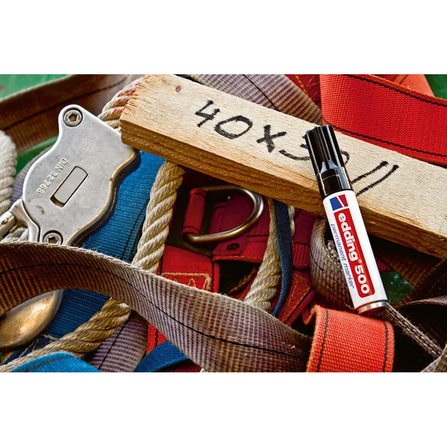 Marker permanent Edding 500, negru, corp aluminiu, varf retezat, 2-7 mm, negru BPTCED5001