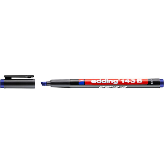 Marker permanent edding 143 B, corp plastic, varf tesit, 1-3 mm, albastru BPTCED143003