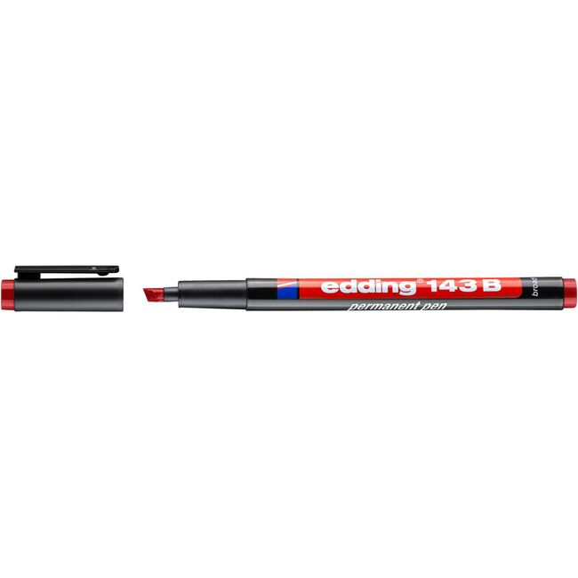 Marker permanent edding 143 B, corp plastic, varf tesit, 1-3 mm, rosu BPTCED1432