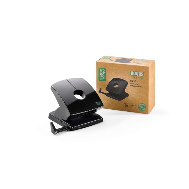 Perforator Novus B230 re+new, 30 coli, negru, 62% pp reciclat BPTCNV0637