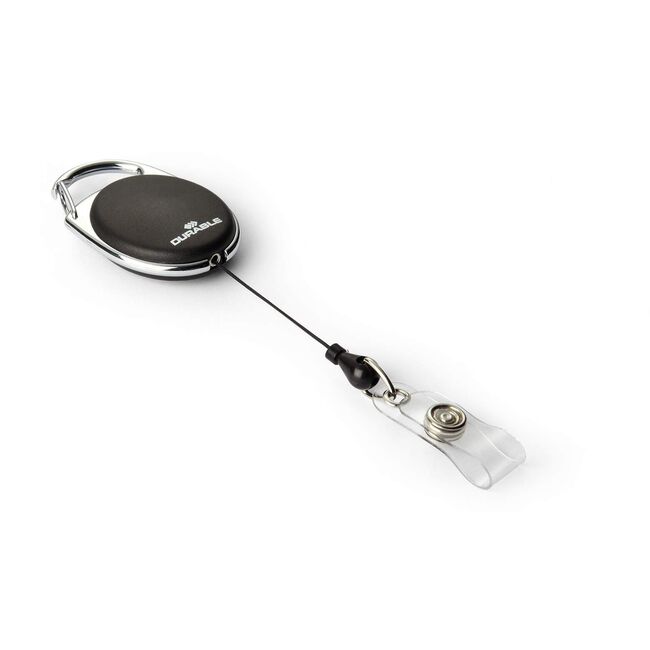Snur retractabil Durable, pentru ecuson, 80 cm, forma ovala, sitem de prindere la curea, negru, bucata BPTCDB895801