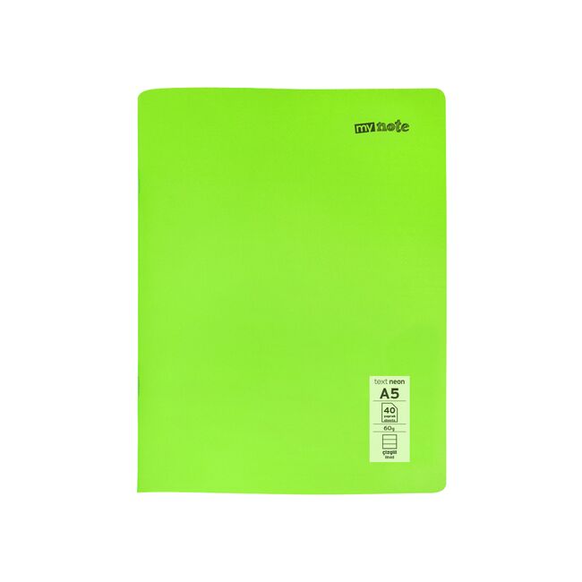 Caiet capsat Mynote, format A5, 40 file offset 60 g/mp, liniatura dictando, coperta PP neon, mix de 8 culori BPTCCI0002127
