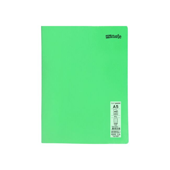 Caiet capsat Mynote, format A5, 40 file offset 60 g/mp, liniatura dictando, coperta PP pastel, mix de 8 culori BPTCCI0002142