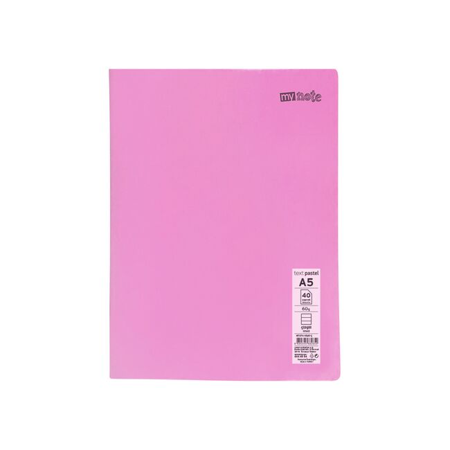 Caiet capsat Mynote, format A5, 40 file offset 60 g/mp, liniatura dictando, coperta PP pastel, mix de 8 culori BPTCCI0002142