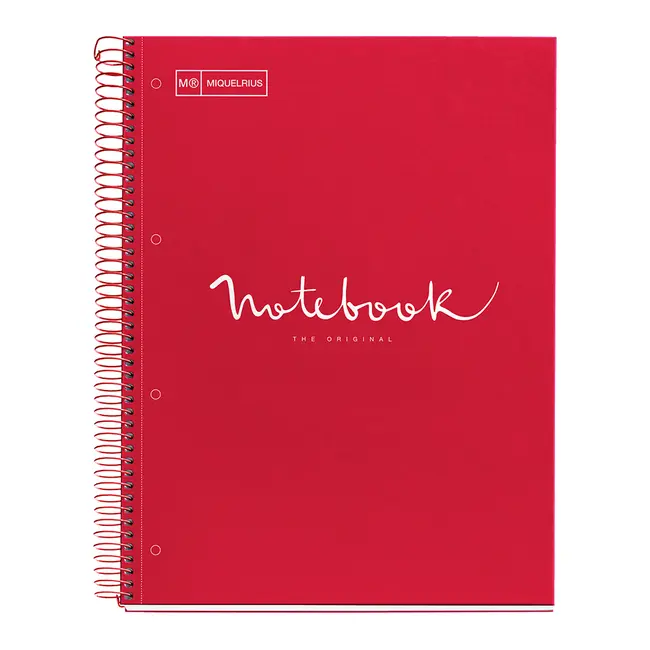 Caiet cu spira, Miquelrius, Emotion, A4, dictando, 80 file, coperta carton dur, rosu BPTCMQ48822