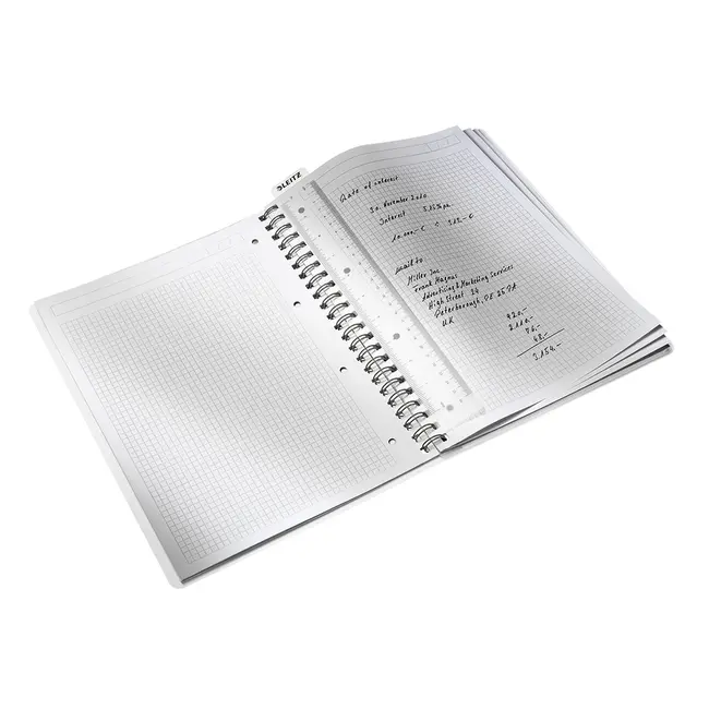 Caiet de birou Leitz WOW, PP, A4, cu spira, matematica, albastru metalizat BPTCSL020202