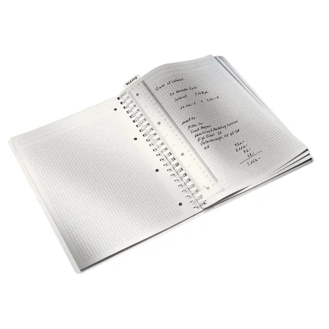 Caiet de birou Leitz WOW, PP, A4, cu spira, matematica, albastru metalizat BPTCSL020202