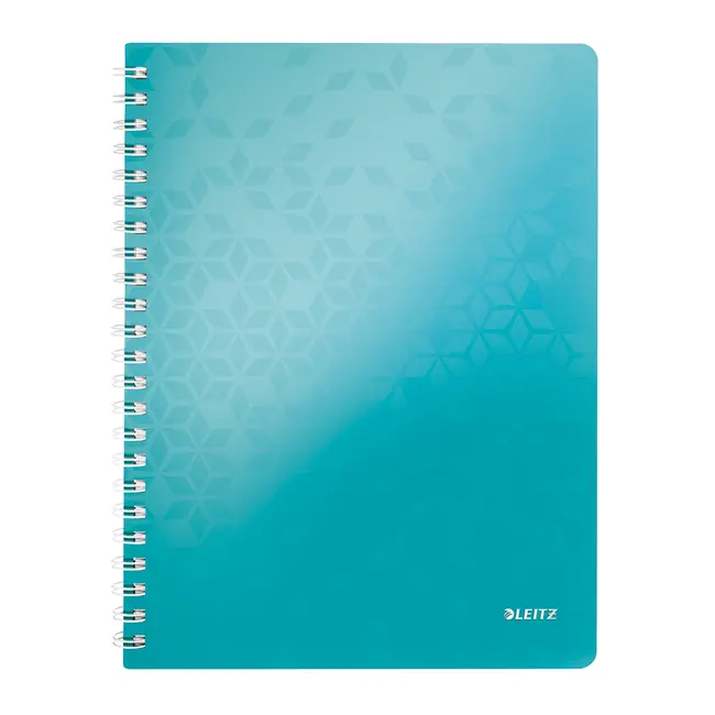 Caiet de birou Leitz WOW, PP, A4, cu spira, matematica, turcoaz metalizat BPTCSL020208