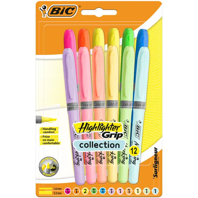 Evidentiator Bic Brite Liner Grip, diverse culori pastel BPTCCT8070