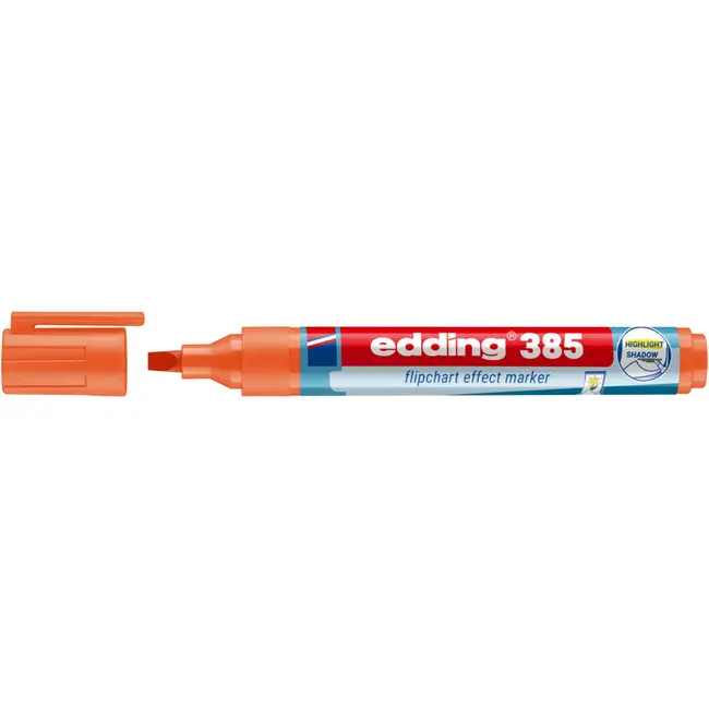 Marker flipchart edding Ecoline 385, corp din plastic reciclat, varf pensula flexibil, 1-5 mm, galben BPTCED385006