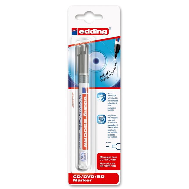 Marker nepermanent Edding CD 8500, varf rotund, 1 mm, negru BPTCED8500