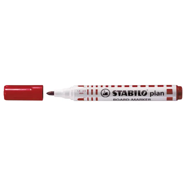 Marker pentru tabla Stabilo Plan 64, varf rotund, 2.5-3.5mm, rosu BPTCSW6413
