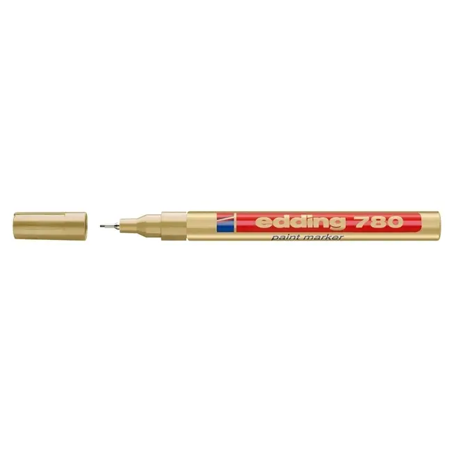 Marker permanent, Edding 780, cu vopsea, corp aluminiu, varf rotund, 0.8 mm, auriu BPTCED78053