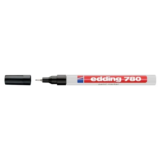 Marker permanent, Edding 780, cu vopsea, corp aluminiu, varf rotund, 0.8 mm, negru BPTCED7801